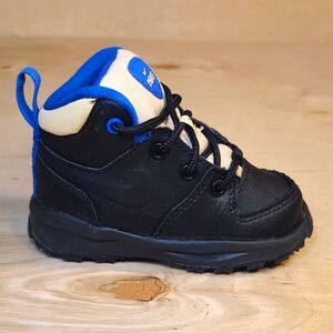 Nike Manoa TD Black Blue Leather Kids Boots BQ5374-003